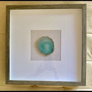 Agate slice mounted on linen ( turquoise)